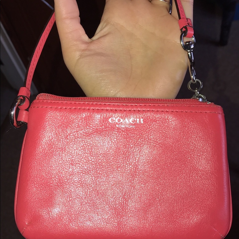 Coral coach wristlet